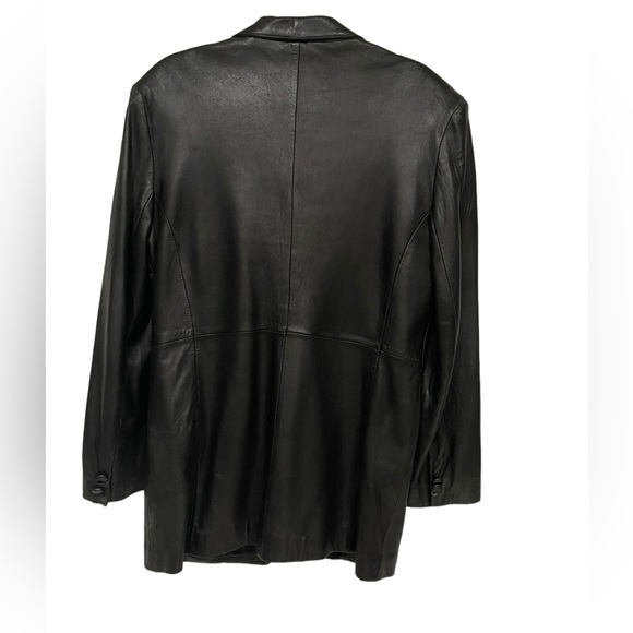 Beyond Sport California Soft Black 100% Leather One Button Jacket Pockets Sz L - Picture 3 of 9
